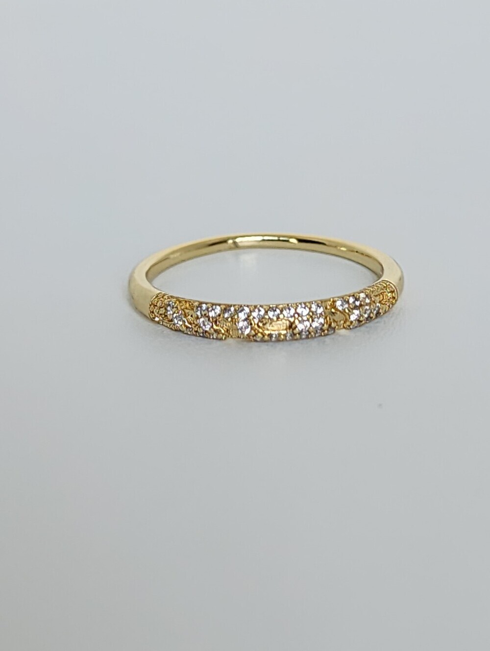 Gold Plated CZ Eternity Band Ring Dainty Stackable Wedding Size 10